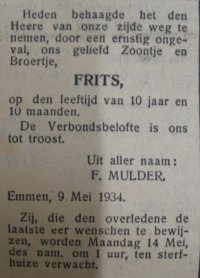 Foto Historisch Emmen ongeluk Boslaan